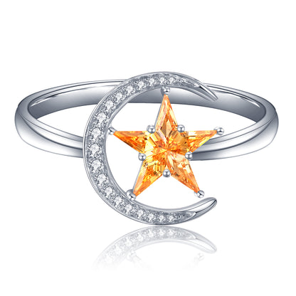 ANSTER Jewelry Custom PT950 Platinum Star Moon Lab Grown Diamond Ring