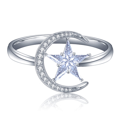 ANSTER Jewelry Custom PT950 Platinum Star Moon Lab Grown Diamond Ring