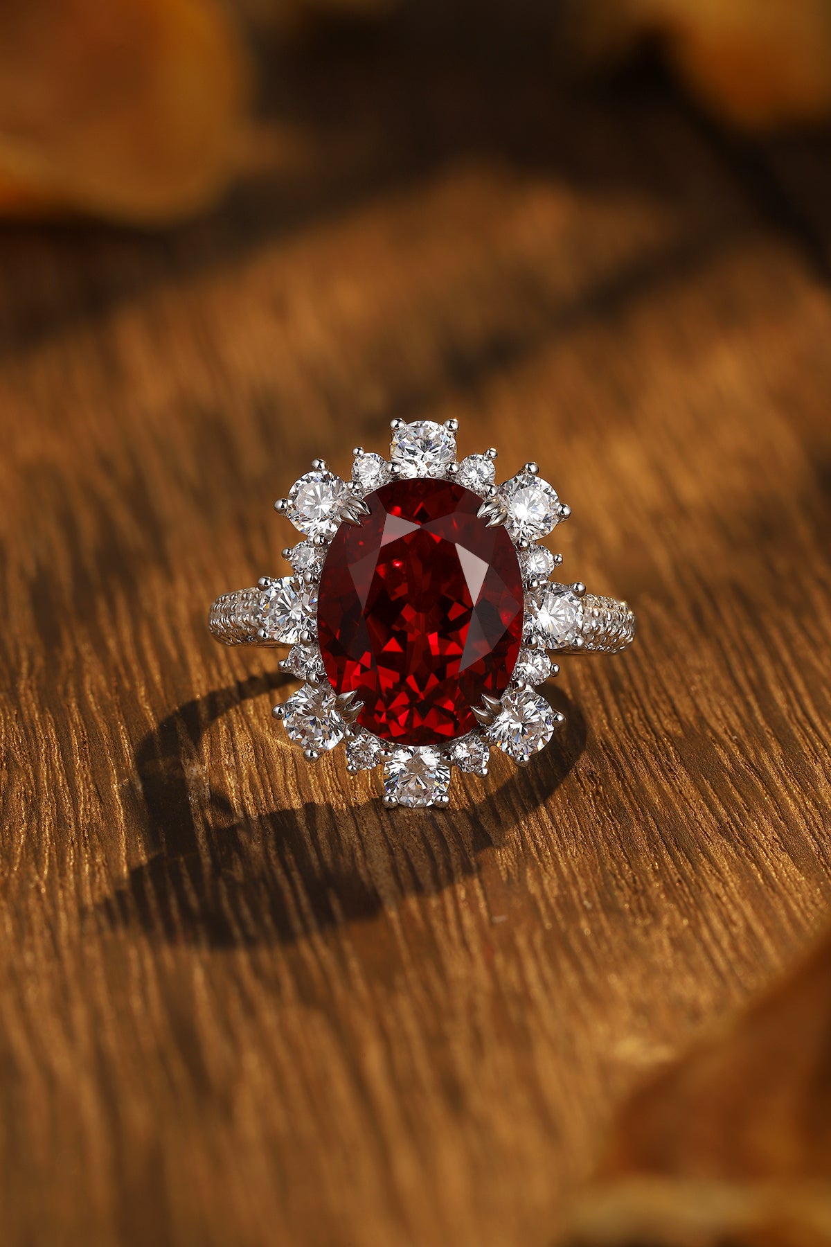 7.5 CTW Oval Lab Grown Ruby S925 Ring plated
