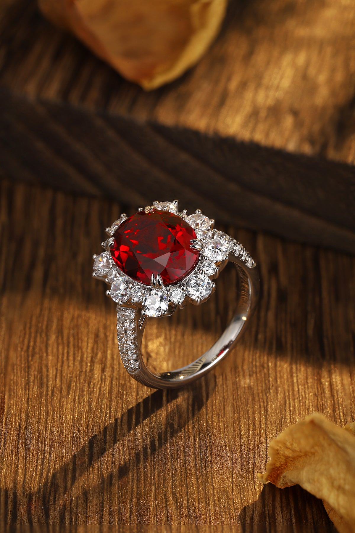 7.5 CTW Oval Lab Grown Ruby S925 Ring plated