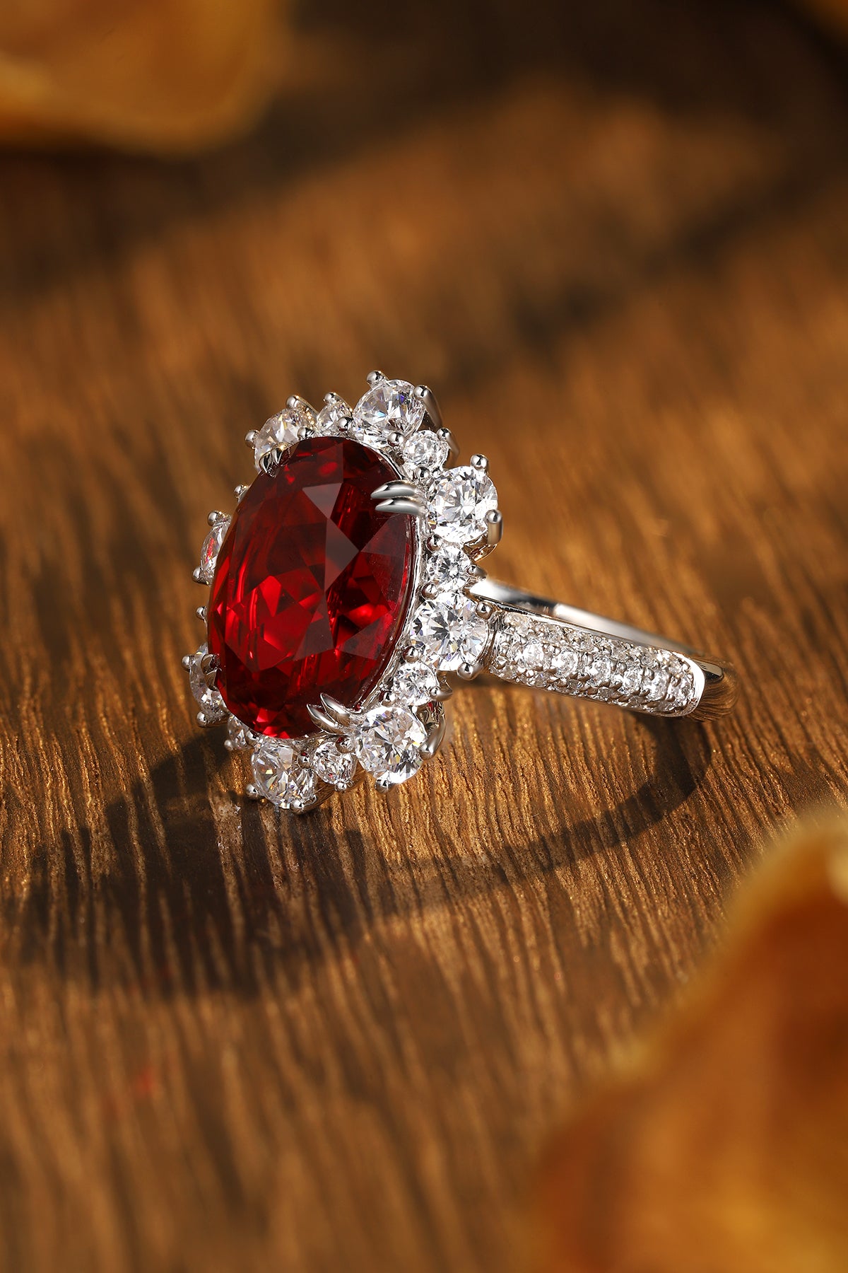 7.5 CTW Oval Lab Grown Ruby S925 Ring plated