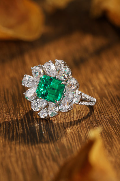 ANSTER JEWELRY 2.7 CTW Princess Lab Grown Emerald 18K Gold Ring plated