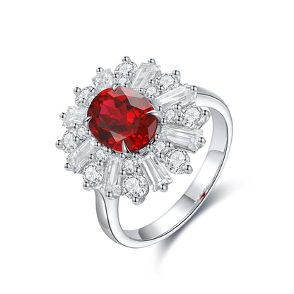 ANSTER JEWELRY 2.6 CTW Oval Lab Grown Sapphire S925 Ring plated
