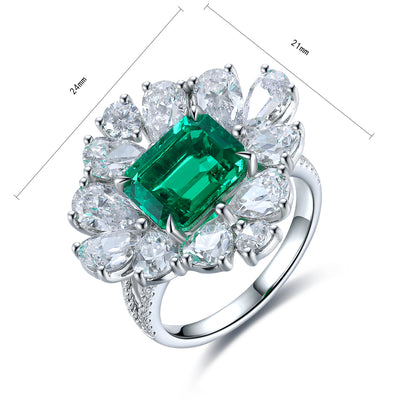 ANSTER JEWELRY 2.7 CTW Princess Lab Grown Emerald 18K Gold Ring plated