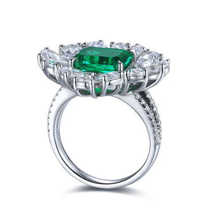ANSTER JEWELRY 2.7 CTW Princess Lab Grown Emerald 18K Gold Ring plated