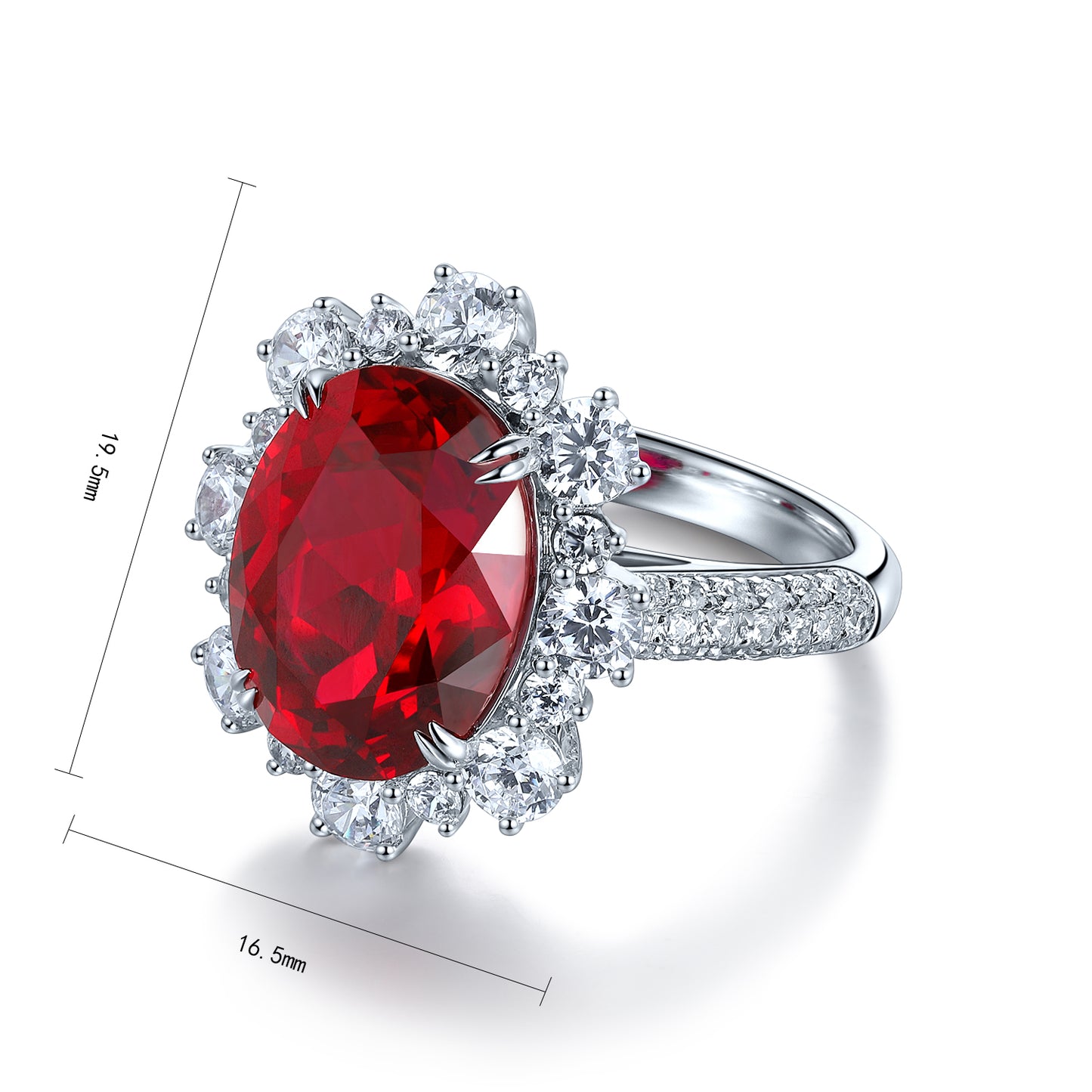 7.5 CTW Oval Lab Grown Ruby S925 Ring plated
