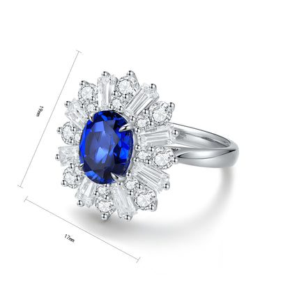 ANSTER JEWELRY 2.6 CTW Oval Lab Grown Sapphire S925 Ring plated
