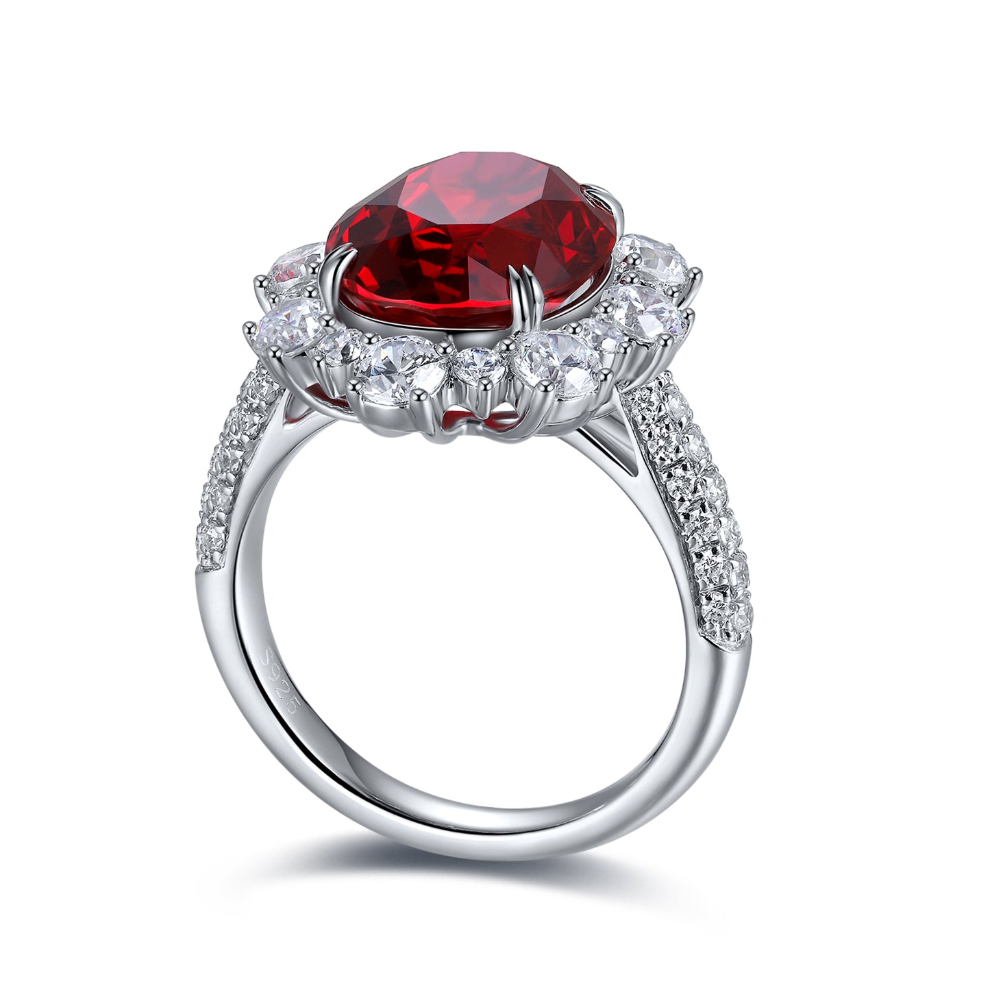 7.5 CTW Oval Lab Grown Ruby S925 Ring plated