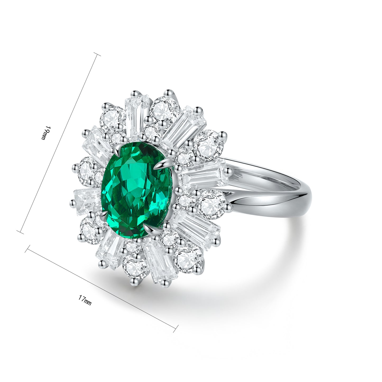ANSTER JEWELRY 1.7 CTW Oval Lab Grown Emerald 18K Gold Ring plated