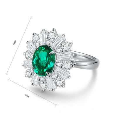 ANSTER JEWELRY 1.7 CTW Oval Lab Grown Emerald 18K Gold Ring plated