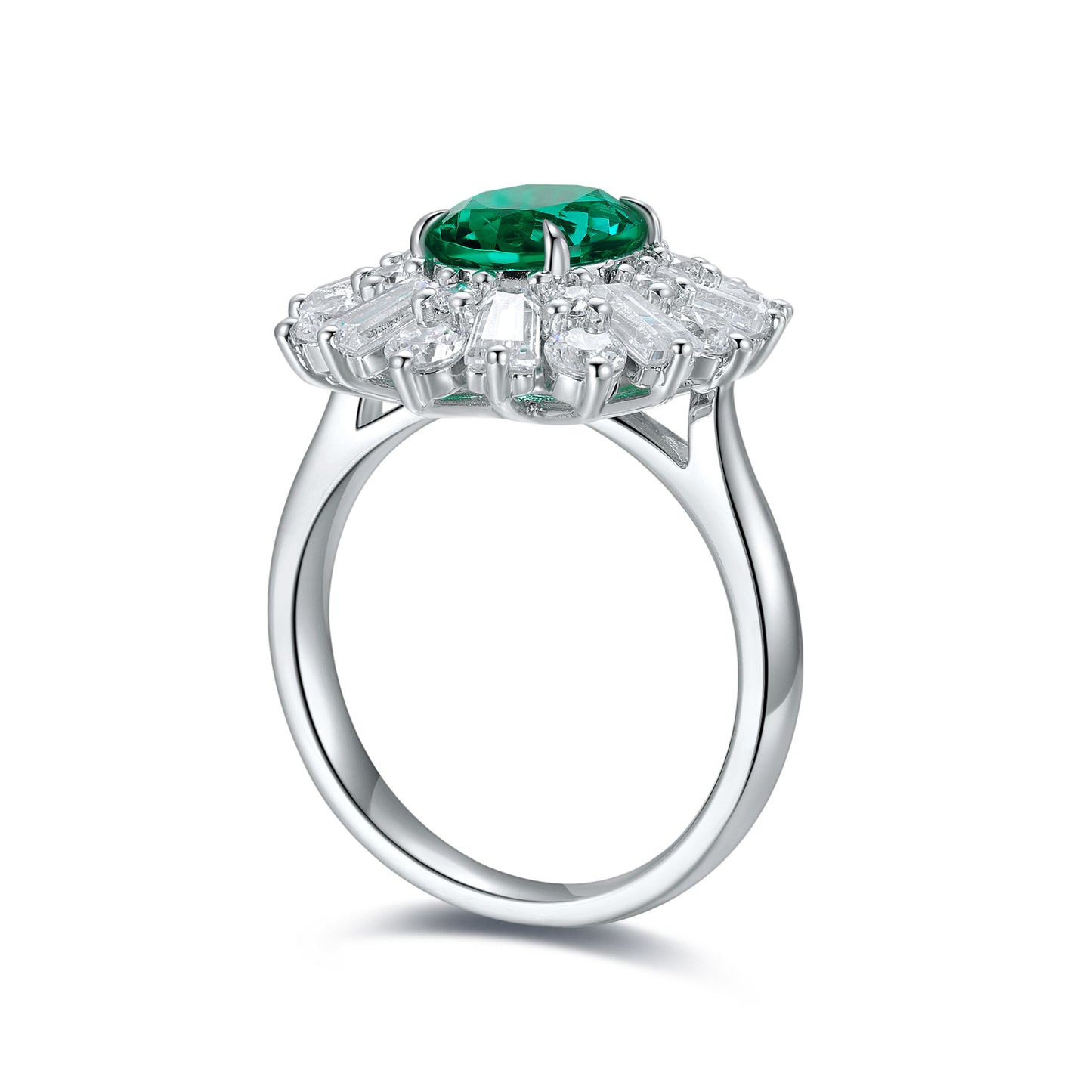 ANSTER JEWELRY 1.7 CTW Oval Lab Grown Emerald 18K Gold Ring plated