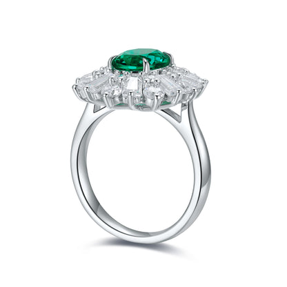 ANSTER JEWELRY 1.7 CTW Oval Lab Grown Emerald 18K Gold Ring plated