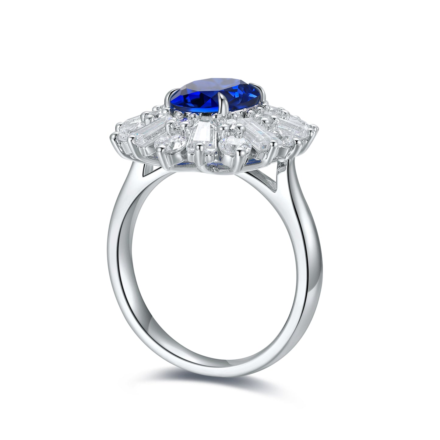 ANSTER JEWELRY 2.6 CTW Oval Lab Grown Sapphire S925 Ring plated