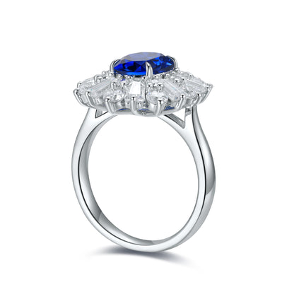 ANSTER JEWELRY 2.6 CTW Oval Lab Grown Sapphire S925 Ring plated