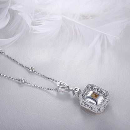 ANSTER Jewelry Custom PT950 Platinum Yellow Lab Grown Diamond Necklace