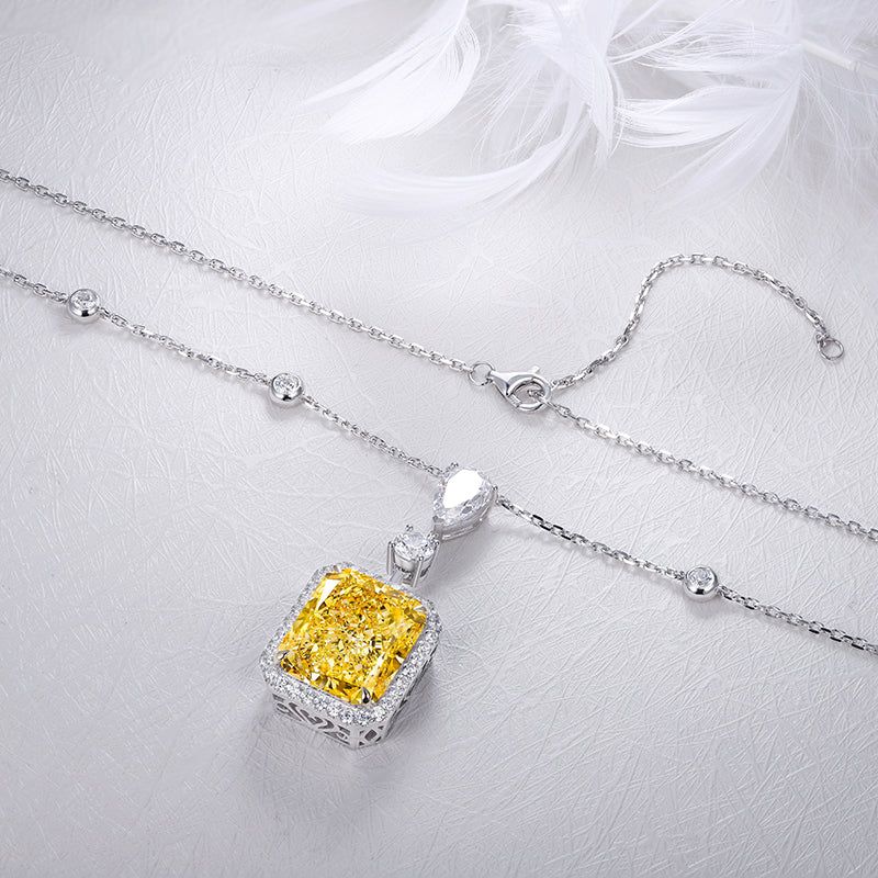 ANSTER Jewelry Custom PT950 Platinum Yellow Lab Grown Diamond Necklace