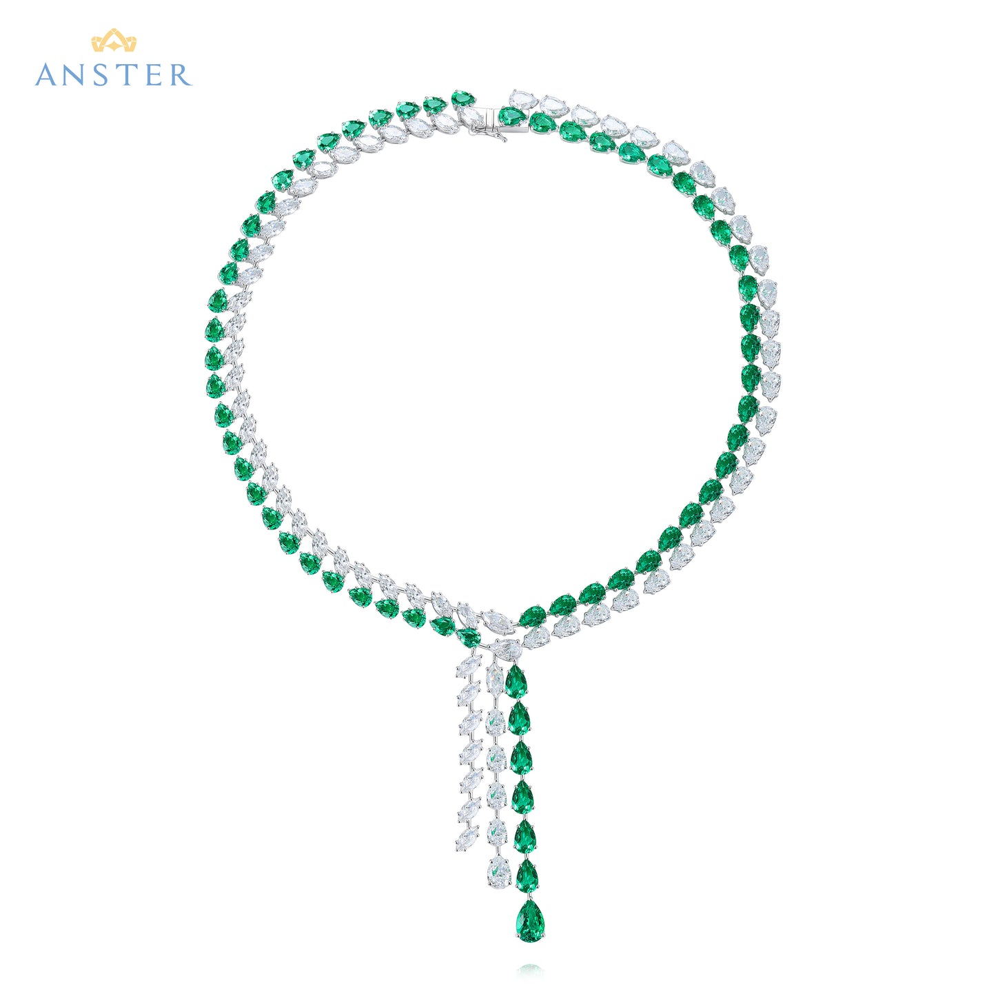 ANSTER Fine Jewelry Emerald Lab Grown Gemstone 18K Gold Necklace