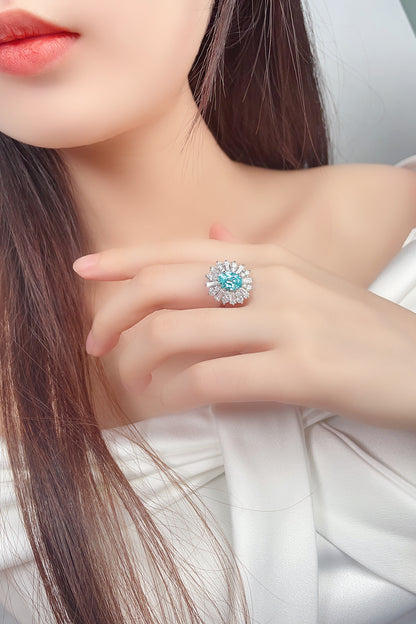ANSTER JEWELRY 3.06 CTW Oval Lab Grown Paraiba S925 Ring plated
