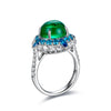 ANSTER JEWELRY 4.6 CTW Round Lab Grown Emerald 18K Gold Ring