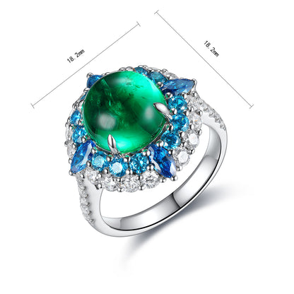 ANSTER JEWELRY 4.6 CTW Round Lab Grown Emerald 18K Gold Ring plated