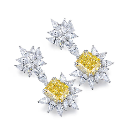 ANSTER Jewelry OEM IGI Platinum PT950 Radiant Cut Yellow Lab Grown Diamond Earrings