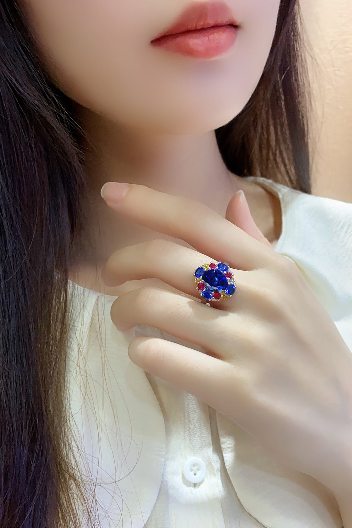 2.9 CTW Oval Lab Grown Sapphire S925 Ring plated