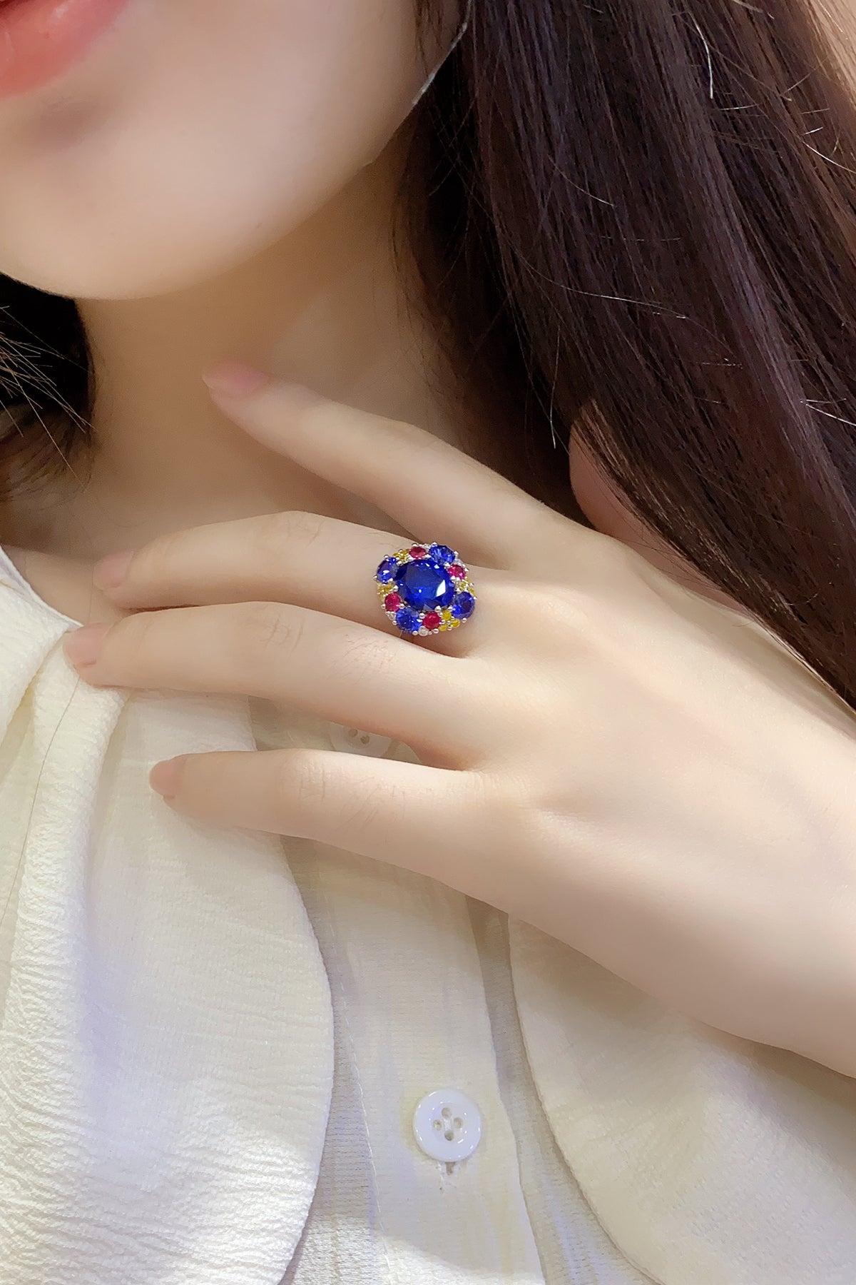 2.9 CTW Oval Lab Grown Sapphire S925 Ring plated
