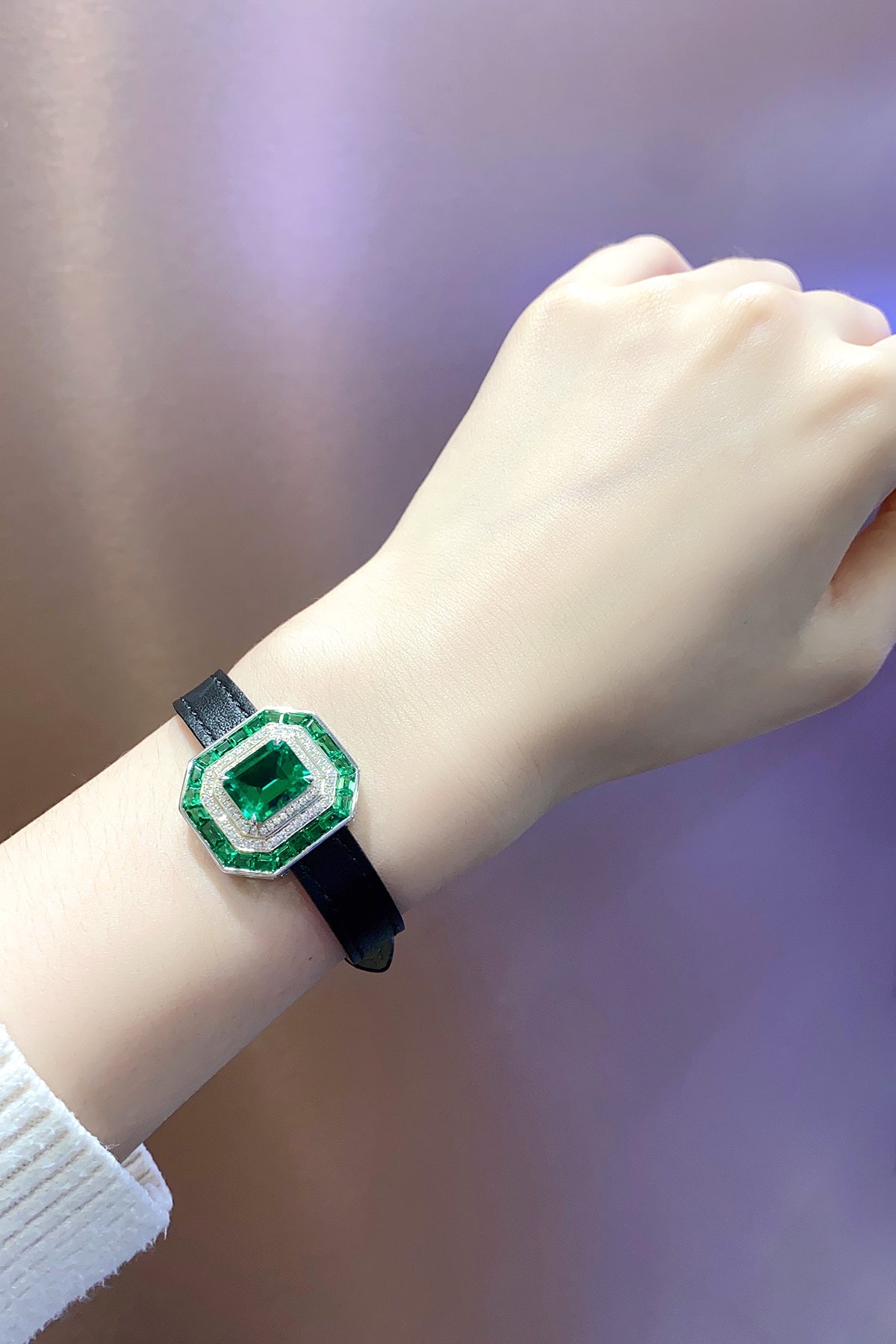 ANSTER Jewelry 4.4 CTW Asscher Lab Grown Emerald 18K Gold Bracelet plated