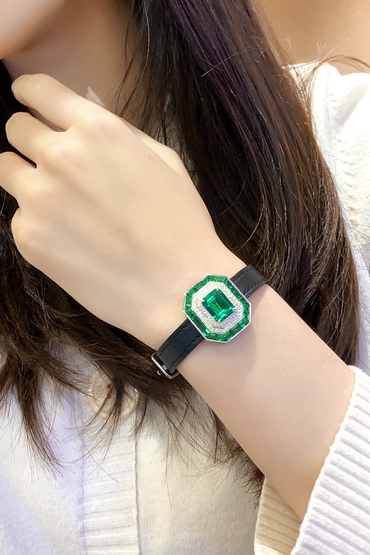 ANSTER Jewelry 4.4 CTW Asscher Lab Grown Emerald 18K Gold Bracelet plated