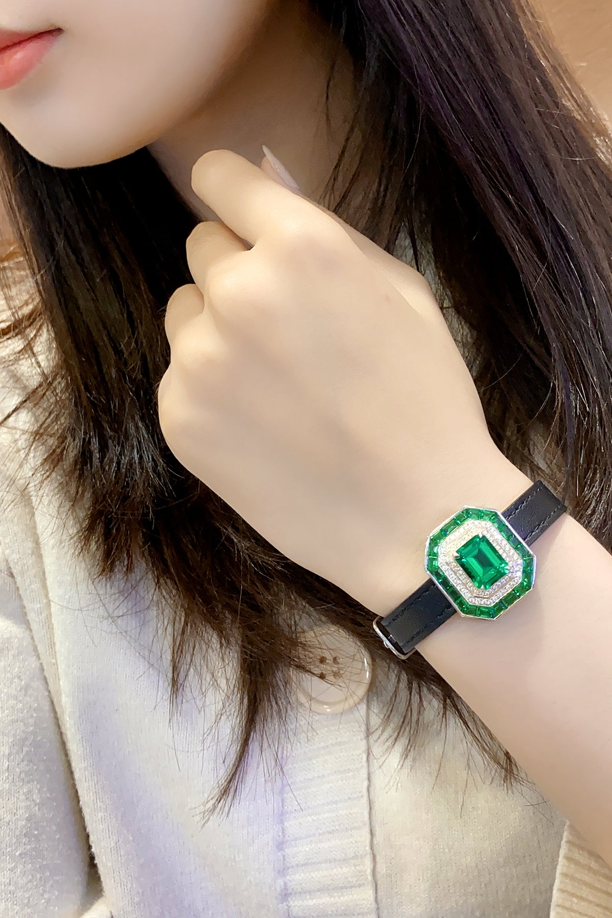 ANSTER Jewelry 4.4 CTW Asscher Lab Grown Emerald 18K Gold Bracelet plated