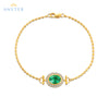 ANSTER Jewelry Custom Oval Cut Lab Emerald Lab Grown Gemstone 18K Gold Bracelet