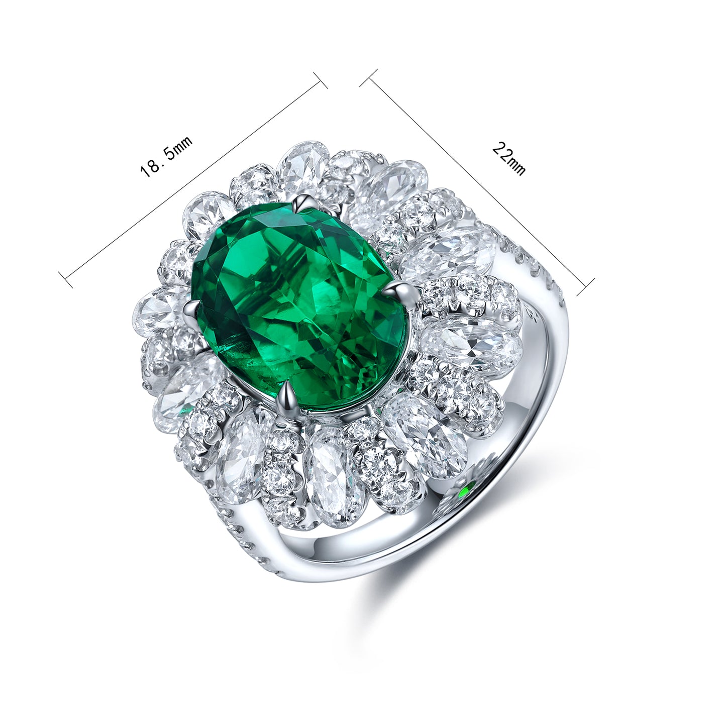 ANSTER JEWELRY 4.1 CTW Oval Lab Grown Emerald 18K Gold Ring plated