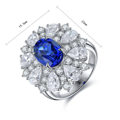 ANSTER JEWELRY 3.2 CTW Oval Lab Grown Sapphire S925 Ring plated