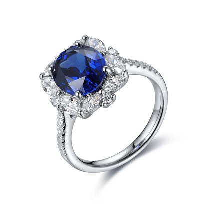 ANSTER JEWELRY 4.6 CTW Oval Lab Grown Paraiba S925 Ring plated