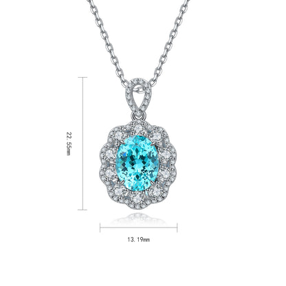 ANSTER JEWELRY 3.1 CTW Oval Lab Grown Paraiba S925 Necklace plated