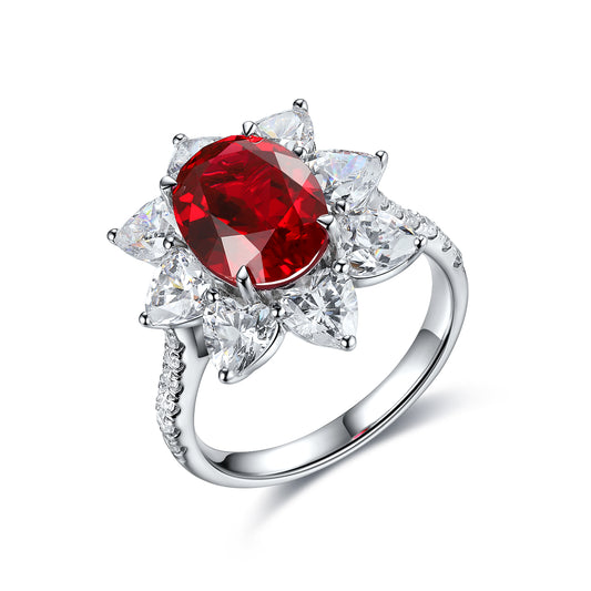 3.9 CTW Oval Lab Grown Ruby S925 Ring plated