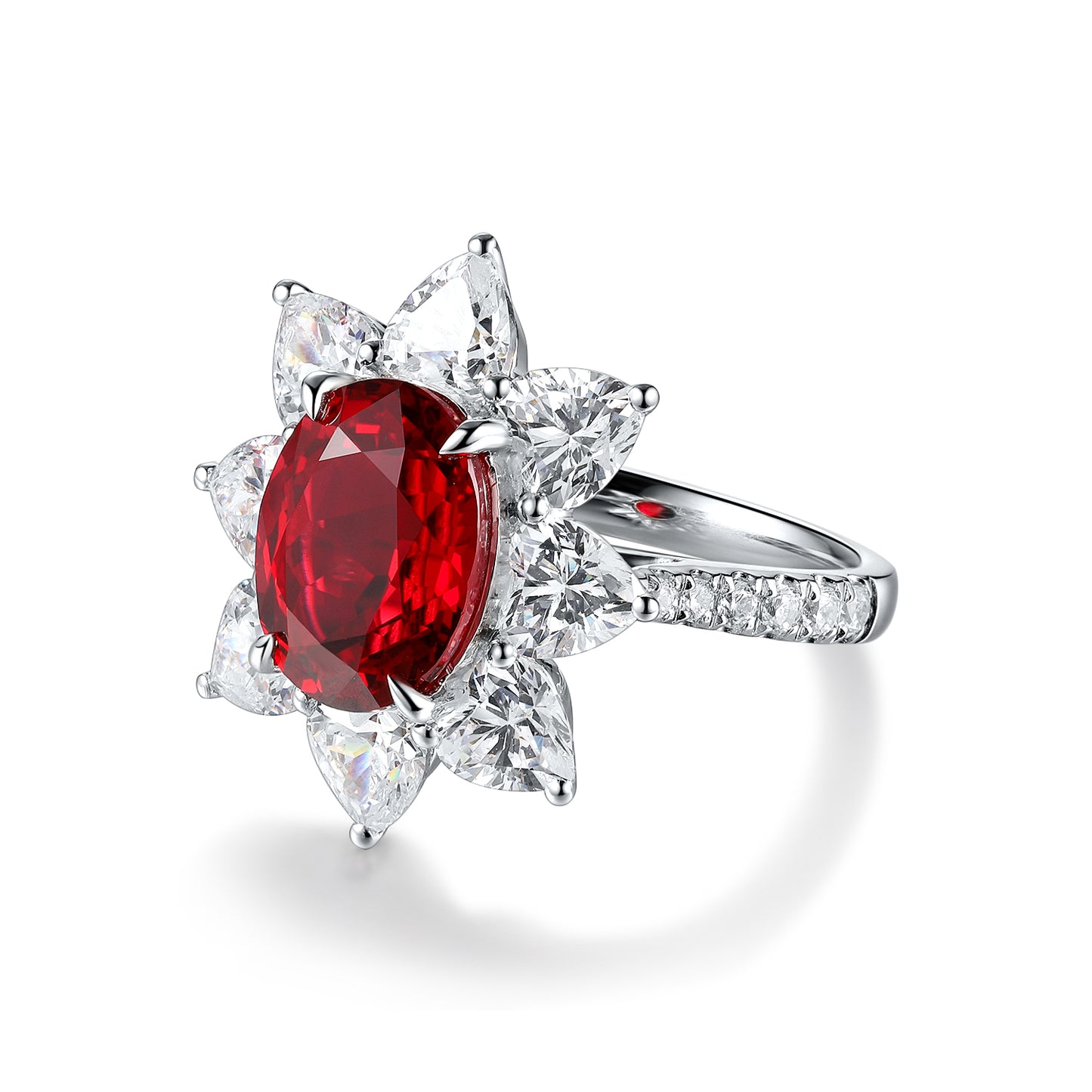3.9 CTW Oval Lab Grown Ruby S925 Ring plated