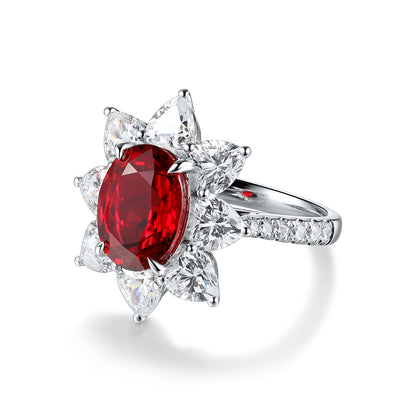 3.9 CTW Oval Lab Grown Ruby S925 Ring plated