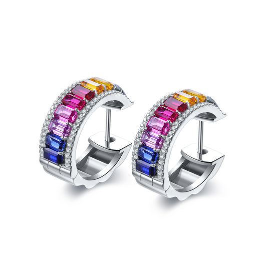 Brincos ANSTER Jewelry banhados a ouro 6,8 quilates com pedra preciosa arco-íris cultivada em laboratório vitoriano S925
