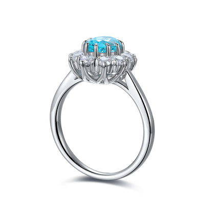 ANSTER JEWELRY 1 CTW Oval Lab Grown Paraiba S925 Ring plated