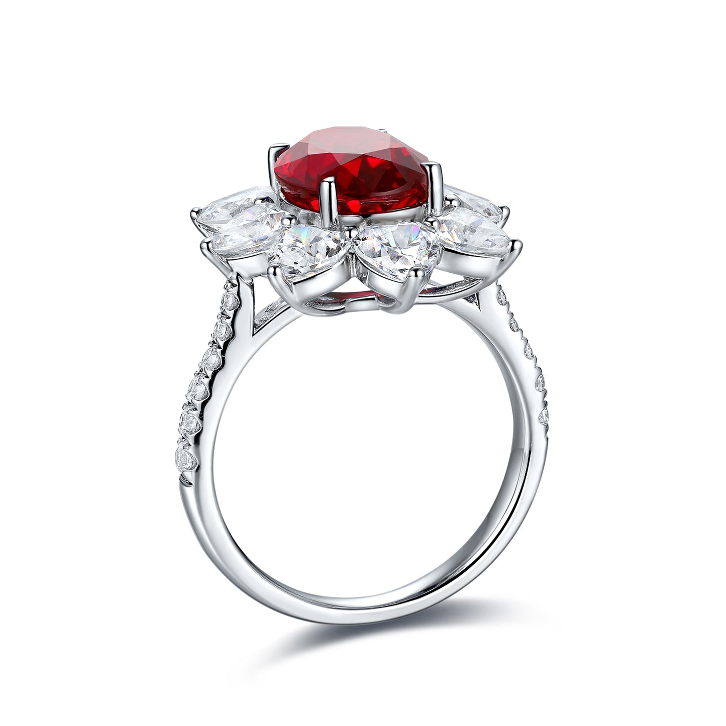 3.9 CTW Oval Lab Grown Ruby S925 Ring plated