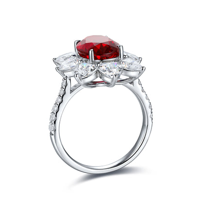 3.9 CTW Oval Lab Grown Ruby S925 Ring plated
