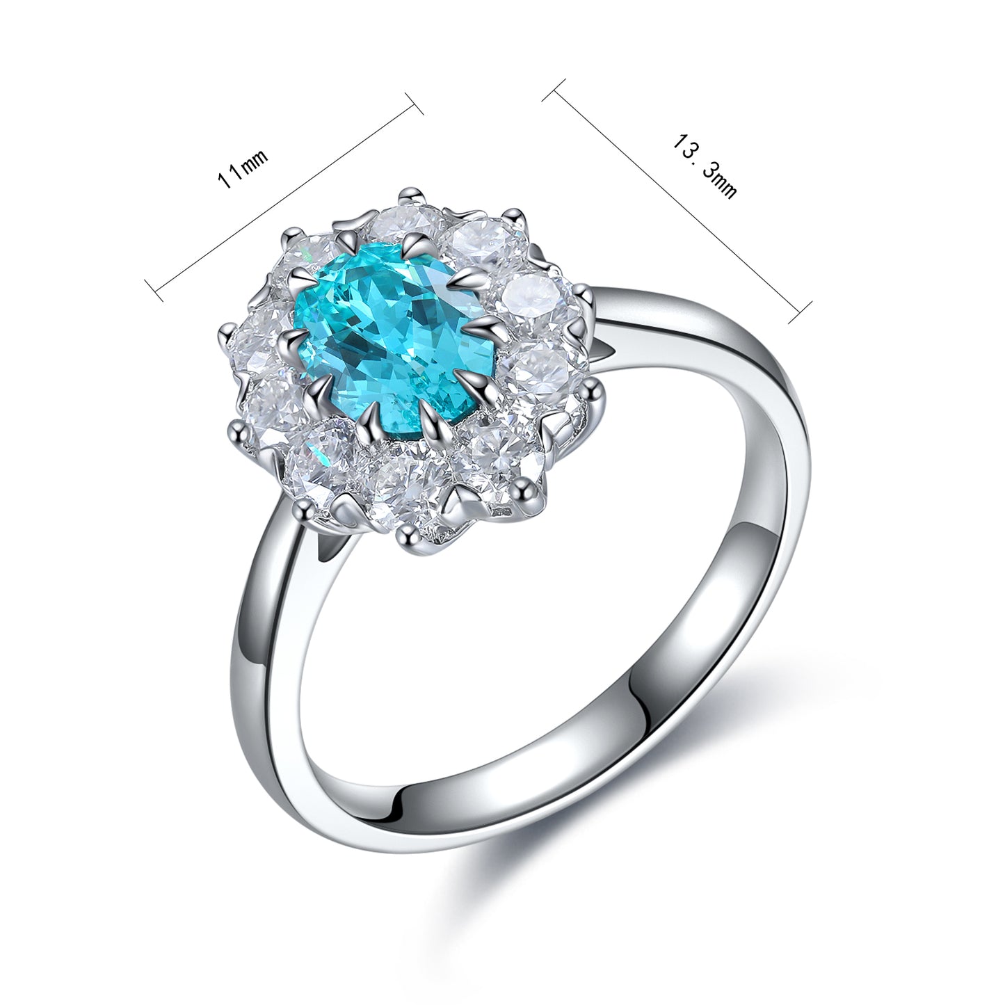 ANSTER JEWELRY 1 CTW Oval Lab Grown Paraiba S925 Ring plated