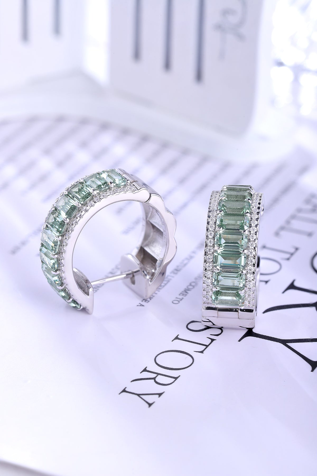 ANSTER Jewelry 7.3 CTW Victorian Lab Grown Rainbow Gemstone S925 Earrings plated