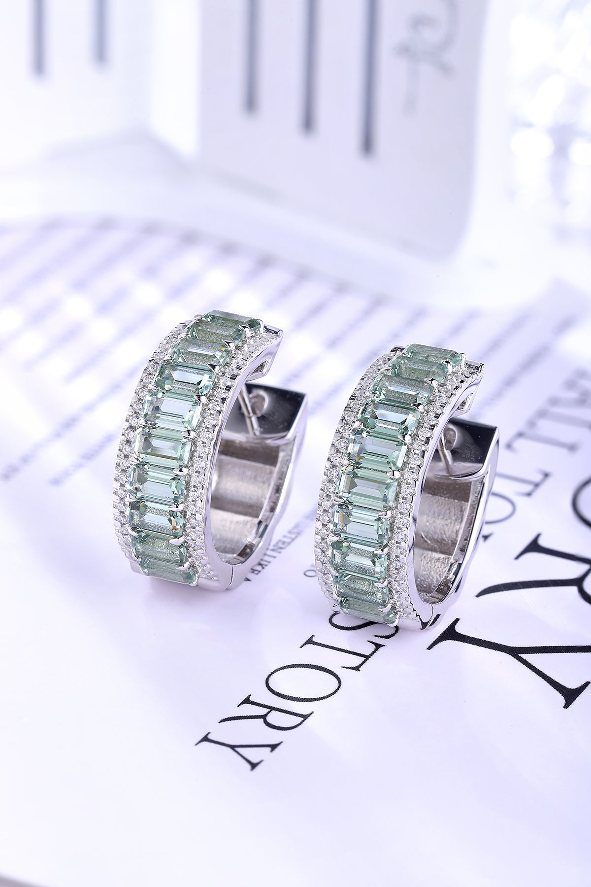 ANSTER Jewelry 7.3 CTW Victorian Lab Grown Rainbow Gemstone S925 Earrings plated