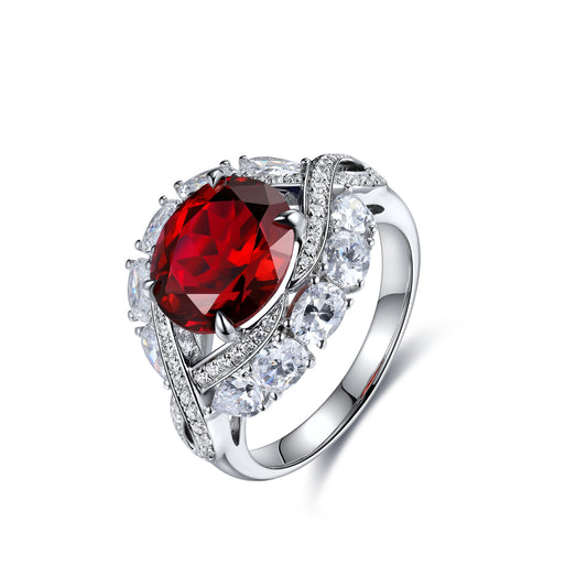 4.8 CTW Oval Lab Grown Ruby S925 Ring plated