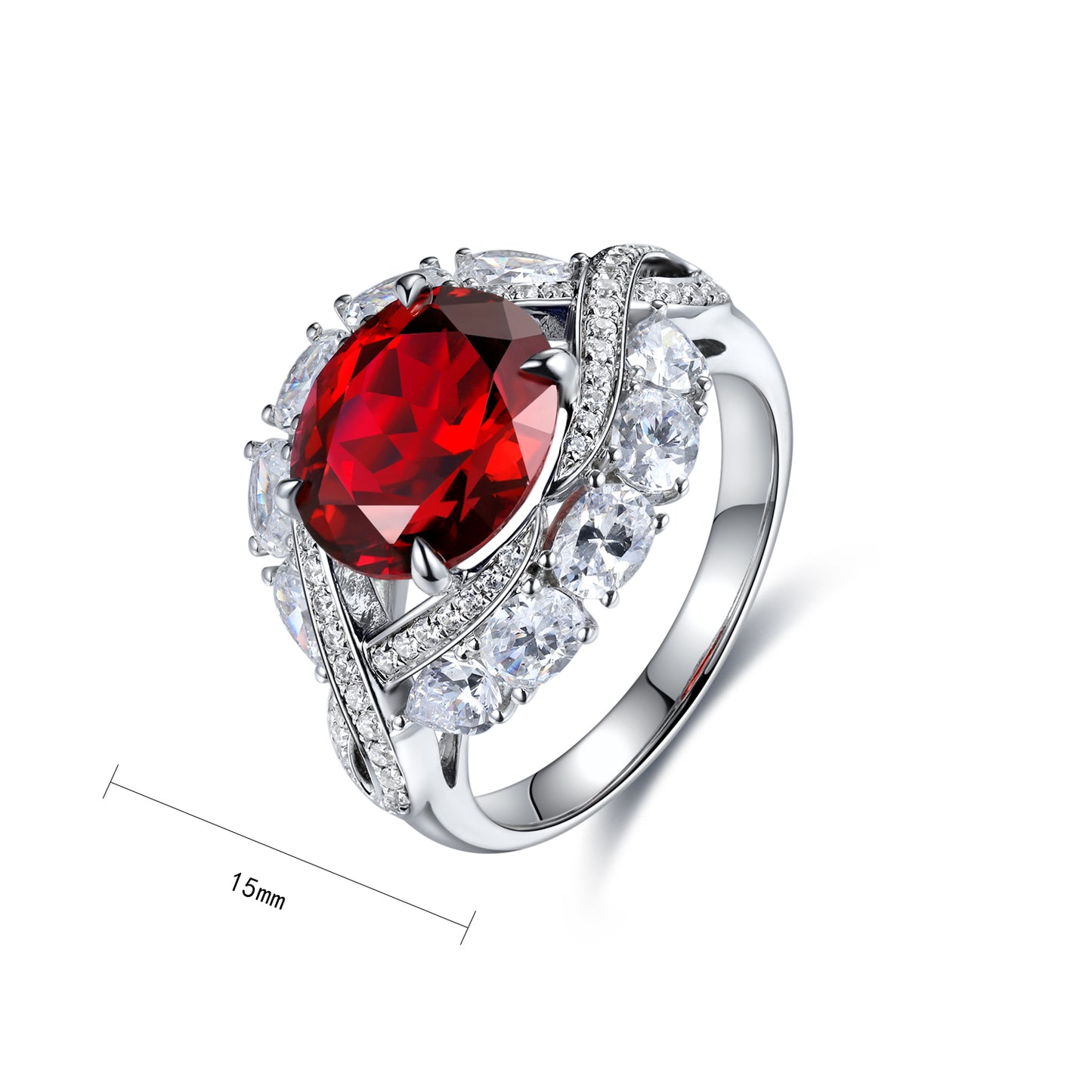 4.8 CTW Oval Lab Grown Ruby S925 Ring plated