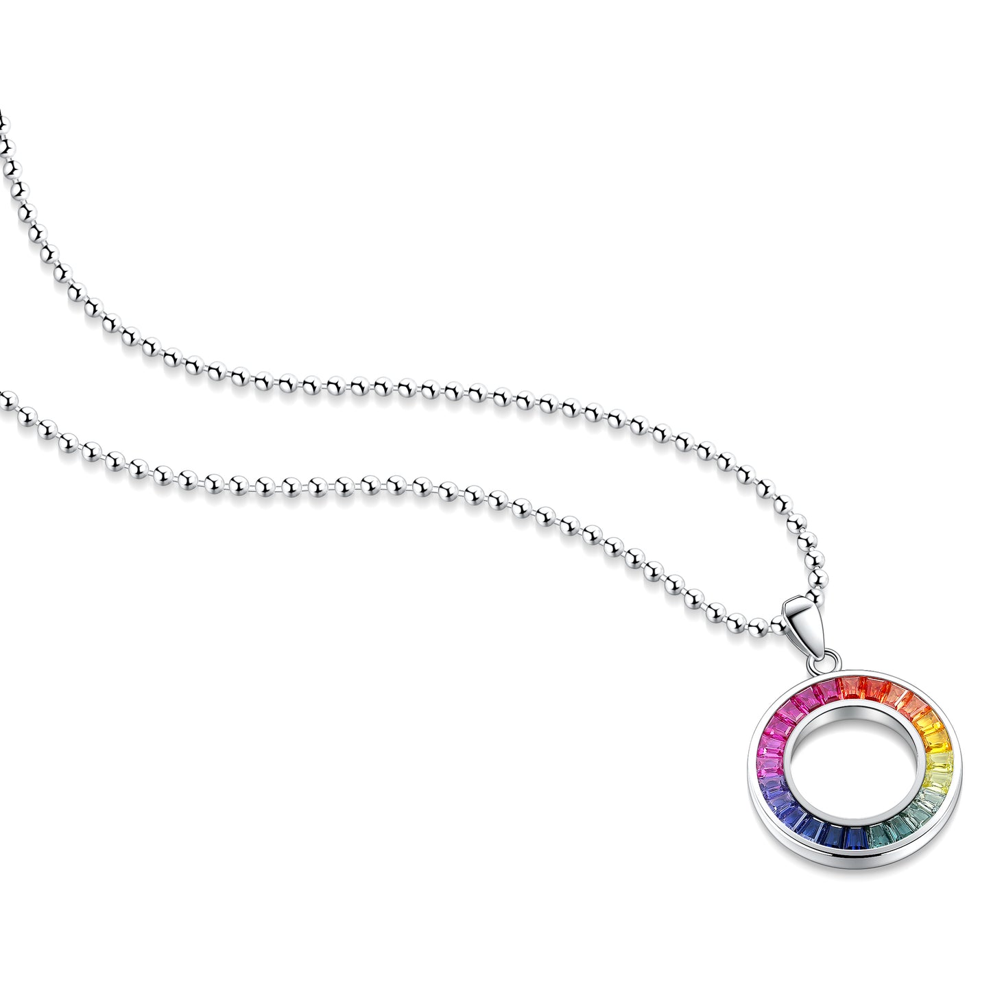 ANSTER Jewelry Princess Lab Grown Rainbow Slinky S925 Necklace plated