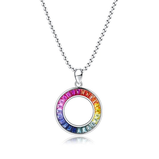 Colar ANSTER Jewelry Princesa Lab Grown Rainbow Slinky S925 banhado a ouro