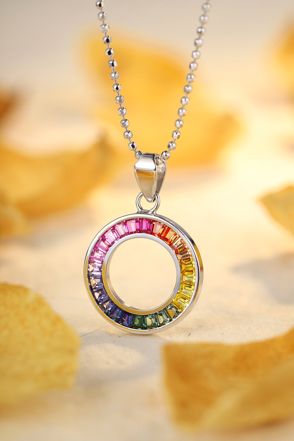 ANSTER Jewelry Princess Lab Grown Rainbow Slinky S925 Necklace plated